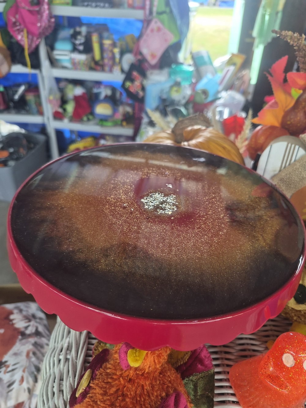 Resin Cake Stand in Shimmery Bronze and Pink